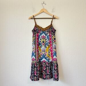 ANTHROPOLOGIE Zadie Slip Dress Multicolor Floral Velvet Babydoll Boho